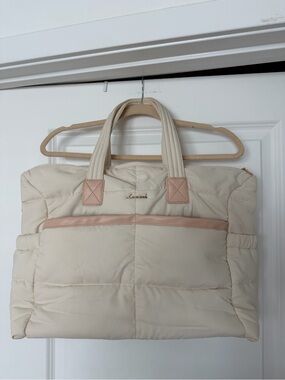 Cream Quilted Tote with Blush Trim by Laconic
